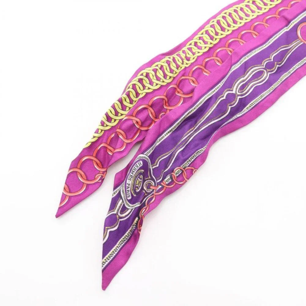 Hermes Scarf Twill Maillons Silk Purple Multi-color - Picture 7 of 9